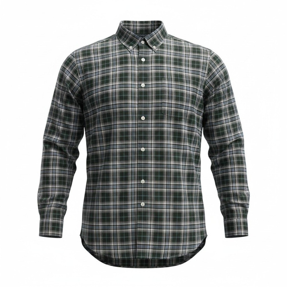 Cremieux Tall Man Button Down Shirt Mens 3XT Green Blue Plaid Cotton Long Sleeve